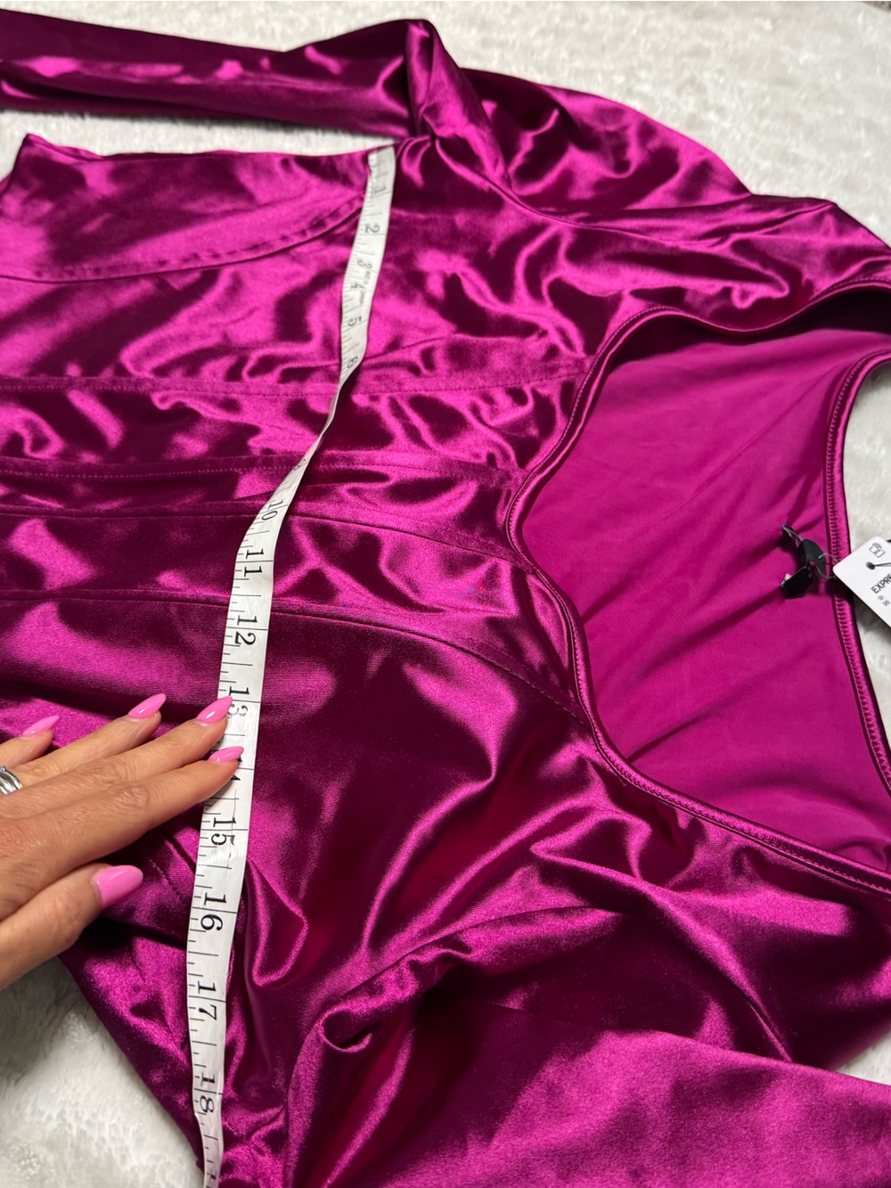 NWT- EXPRESS Body Contour Satin Long Sleeve Corset top - Picture 12 of 13